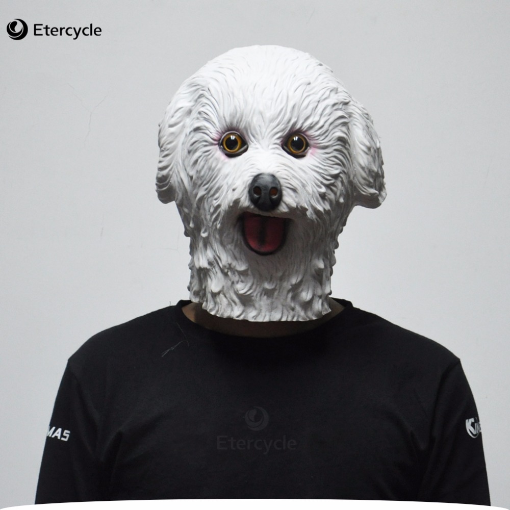  ׵  ũ ҷ ؽ ũ  ڽ ǰ Ƽ  巹/White Teddy Dog Masks Halloween Latex Mask Animal Cosplay Props Party Fancy Dress